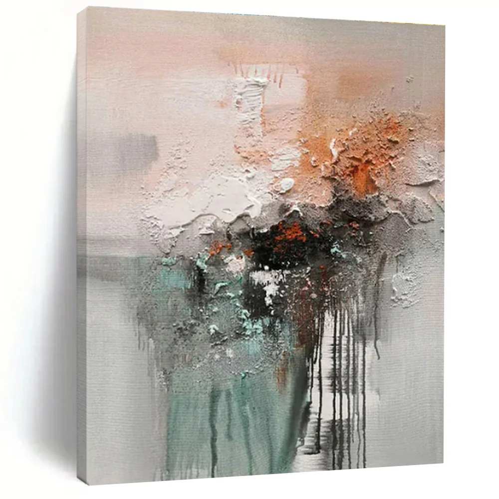 Abstract_Teal_Neutrals_Textured_Abstract_Artwork_7WQ2H wall art